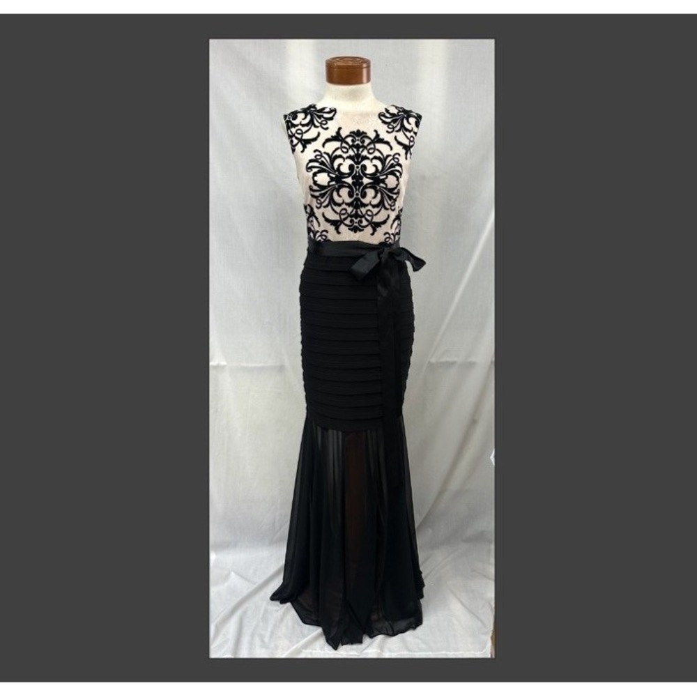 Black Ivory Sz 4 Lace Sheer Tiered Formal Mermaid Maxi Dress Whimsigoth Fairy